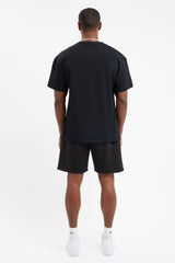 Oversize-T-Shirt mit Cernucci-Text - Schwarz