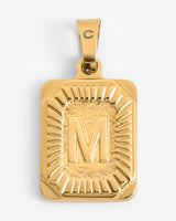 Vintage Inspired Initial Rectangle Pendant M - Gold