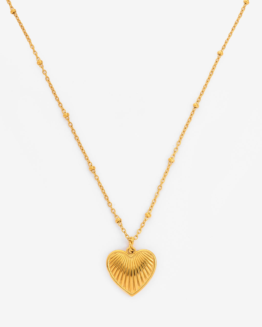 Vintage Textured Heart Charm Necklace
