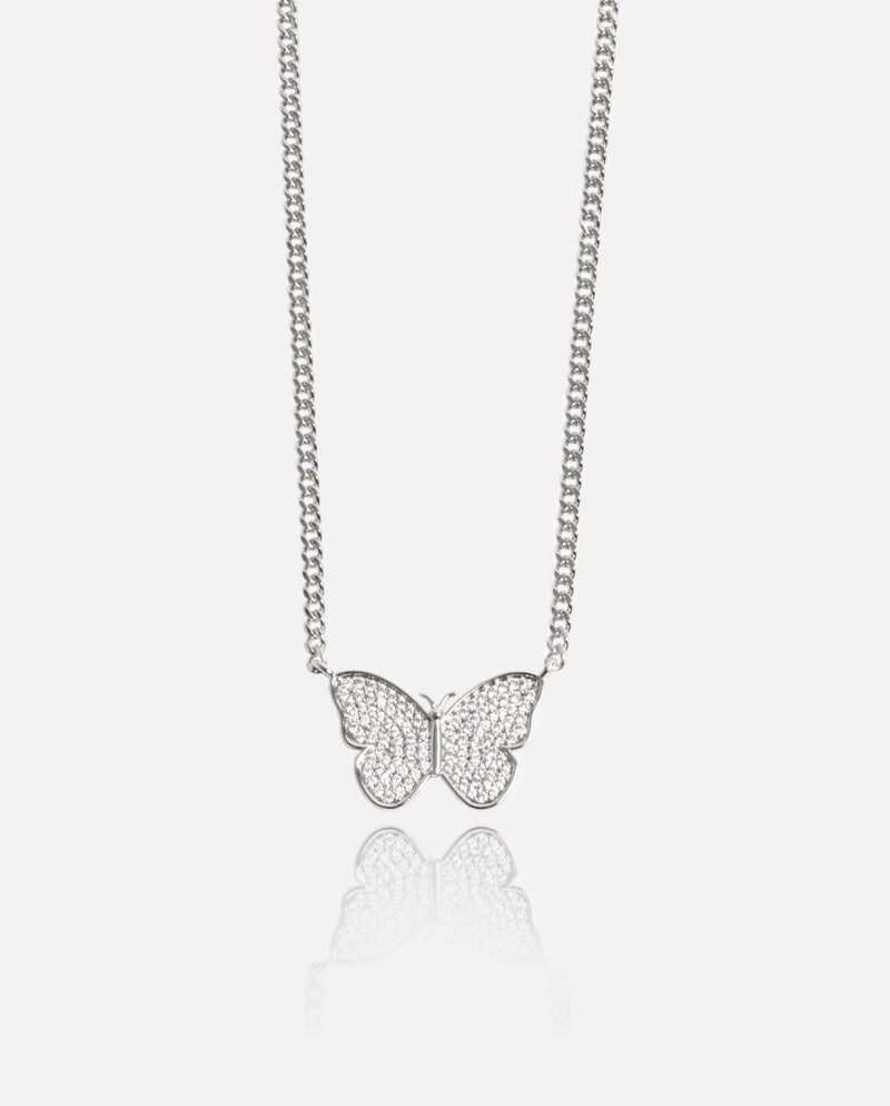 Large High Polish Gold Butterfly Necklace 14K White Gold | Claudia Mae
