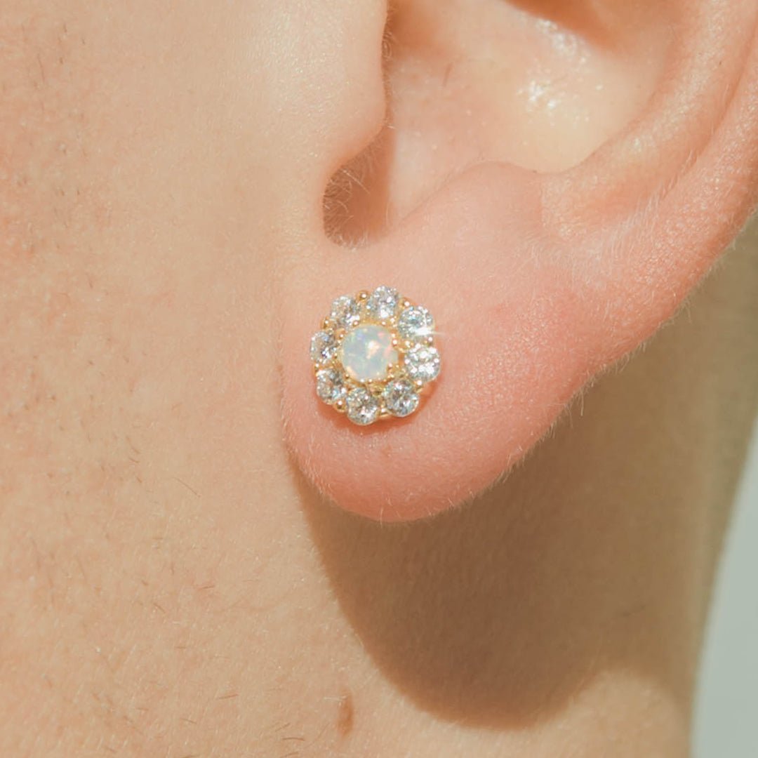 Flower Pearl Earrings - Gold - Cernucci