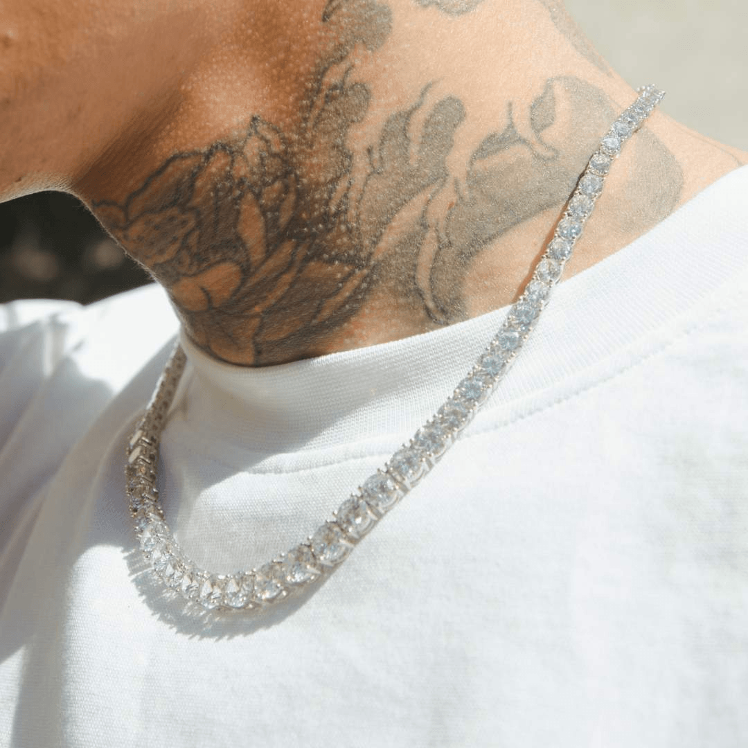 Graduated Tennis Chain - White Gold - Cernucci