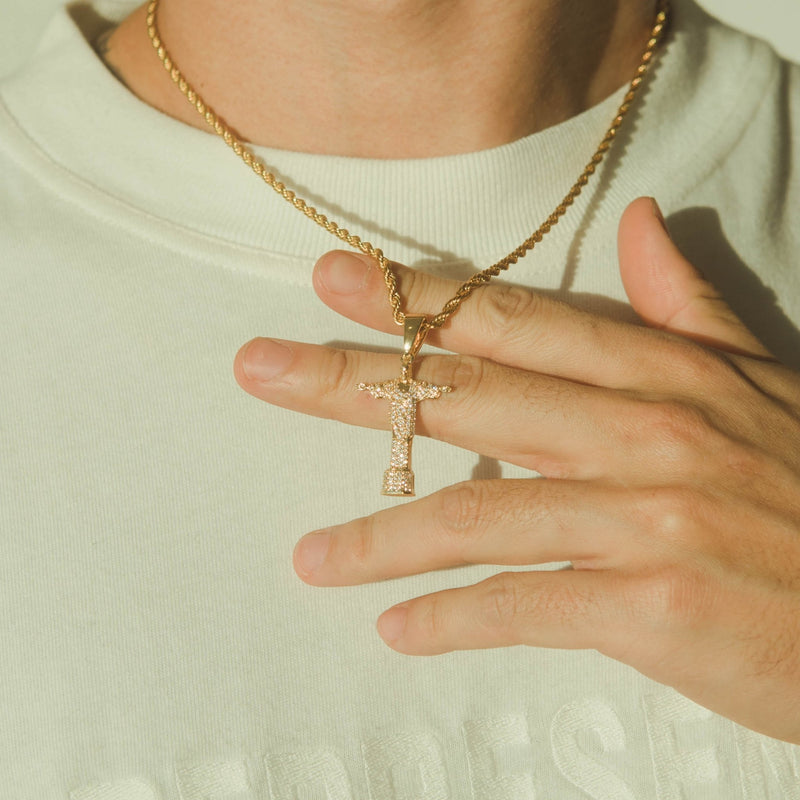 Iced Christ the Redeemer Pendant Gold Cernucci
