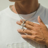 Iced Cross Pendant - White Gold - Cernucci