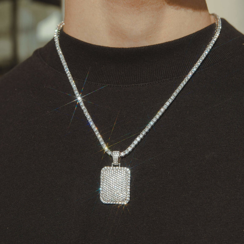 Iced Cube Pendant - White Gold - Cernucci