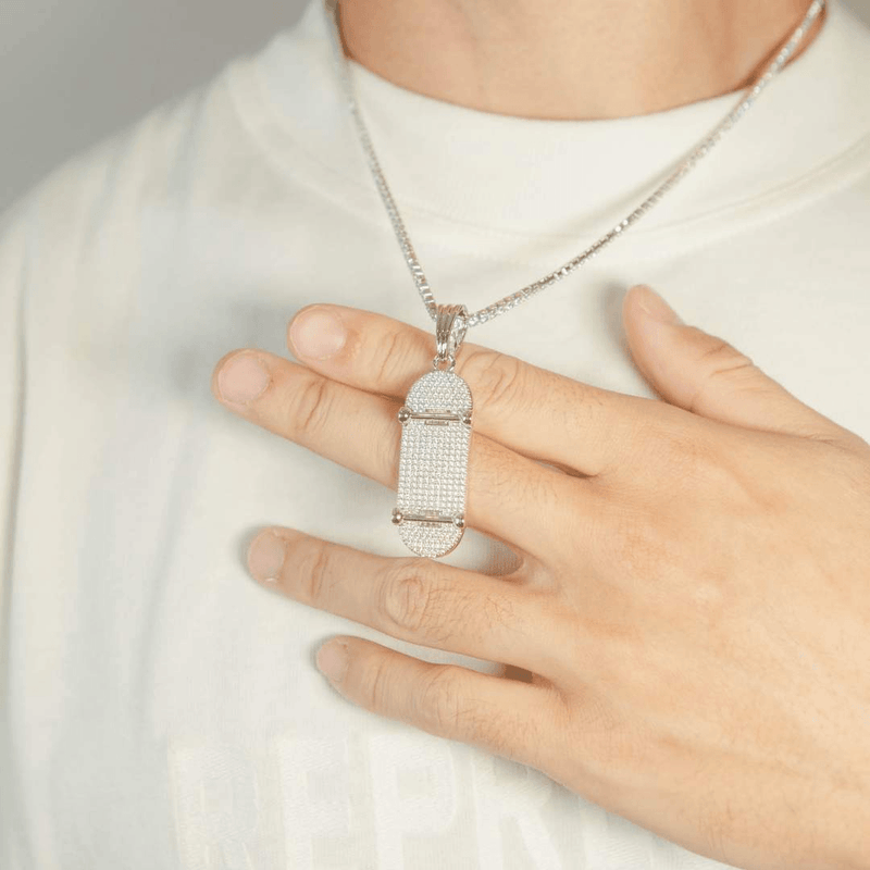 White gold sales iced out pendant