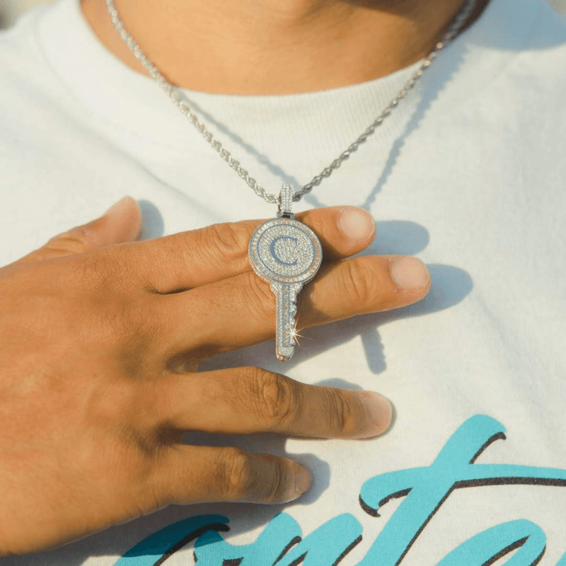 Iced out key pendant discount