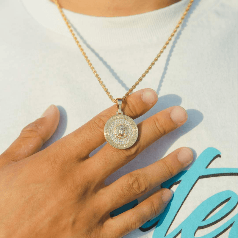 Iced Medusa Pendant Gold Cernucci