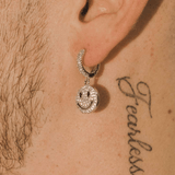 JM10 Iced Smiley Earrings - White Gold - Cernucci