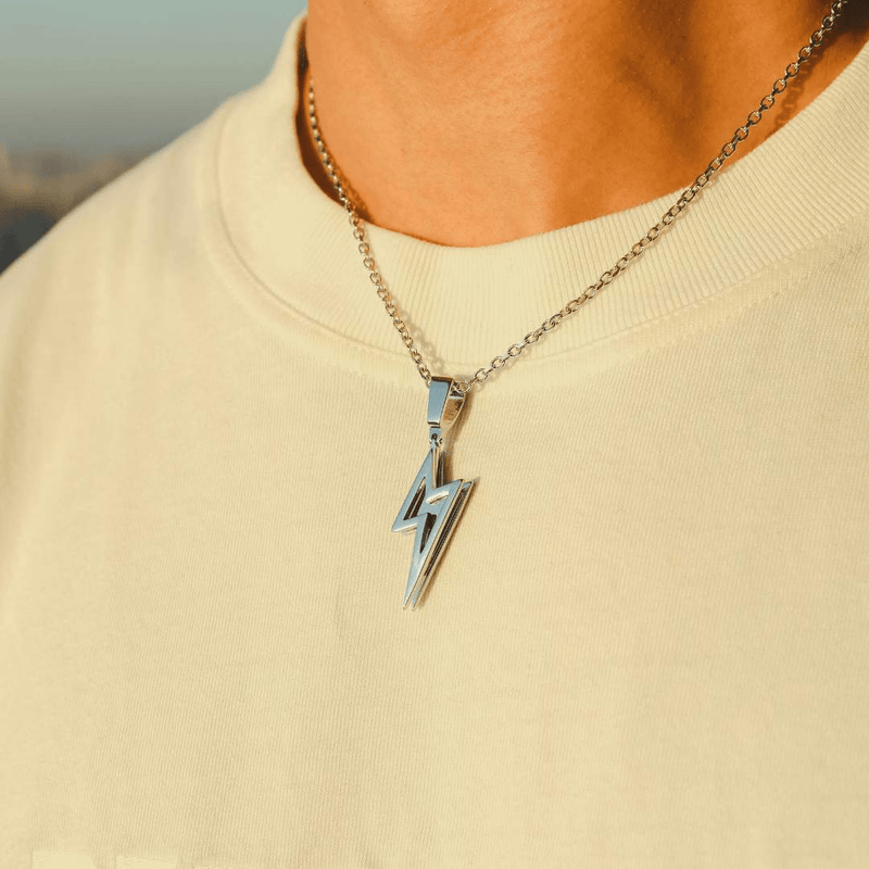 White gold 2025 lightning bolt necklace