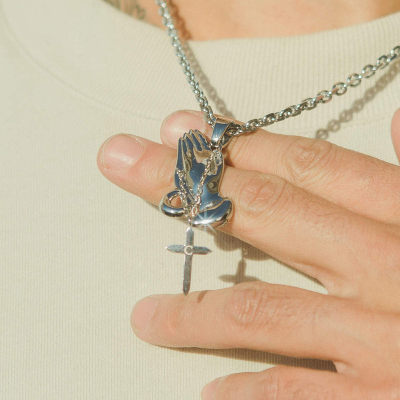 Praying Hand Pendant with chain – The Bohemian Store