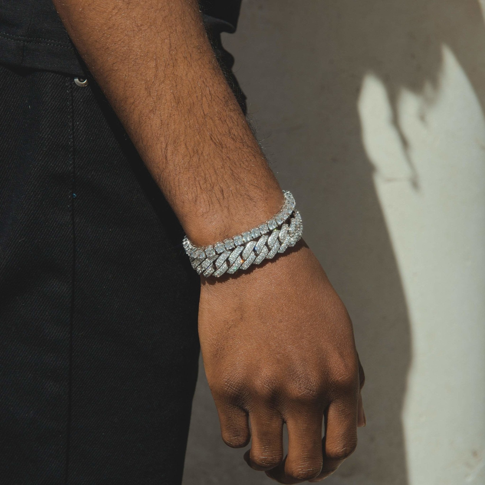 Prong Link + Tennis Bracelet Bundle - White Gold - Cernucci