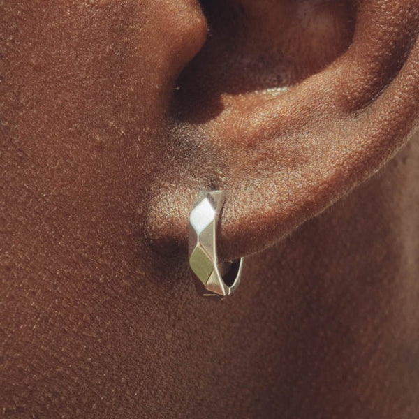Pyramid Hoop Earrings - White Gold - Cernucci