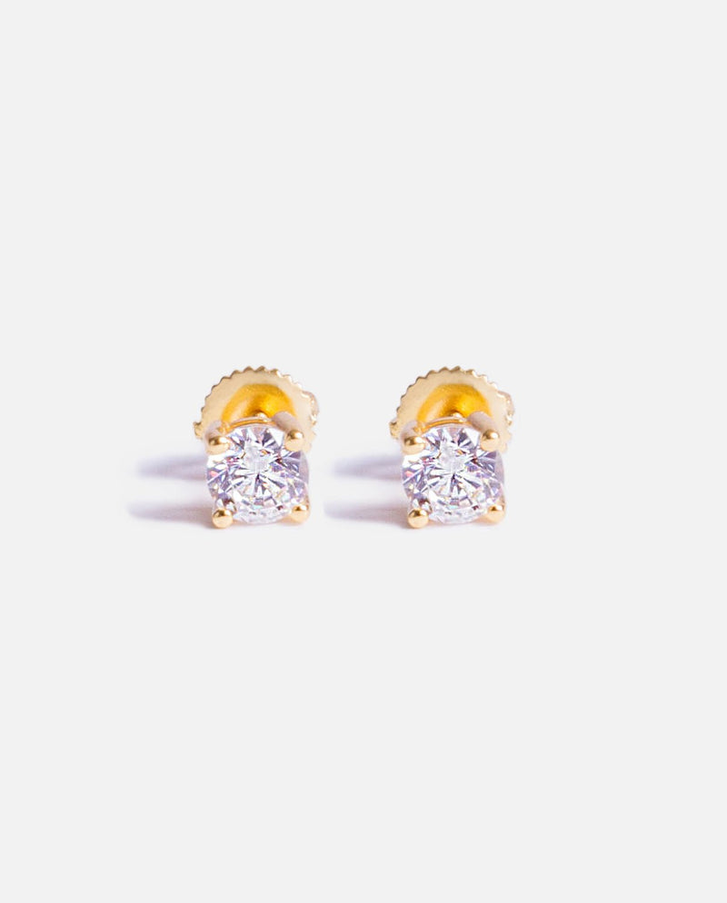Round Cut Stud Earrings 5mm - Gold - Cernucci