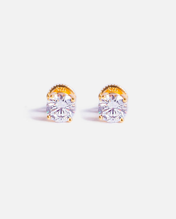 Round Cut Stud Earrings 6mm - Gold - Cernucci